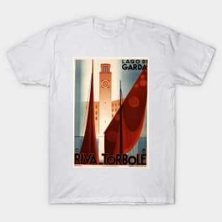 Riva - Torbole on Lake Garda, Italy - Vintage Travel Poster Design T-Shirt